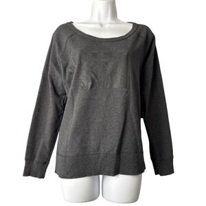Puma Sweatshirt Women Medium Gray Dry Cell Crewneck Tonal Logo Athletic